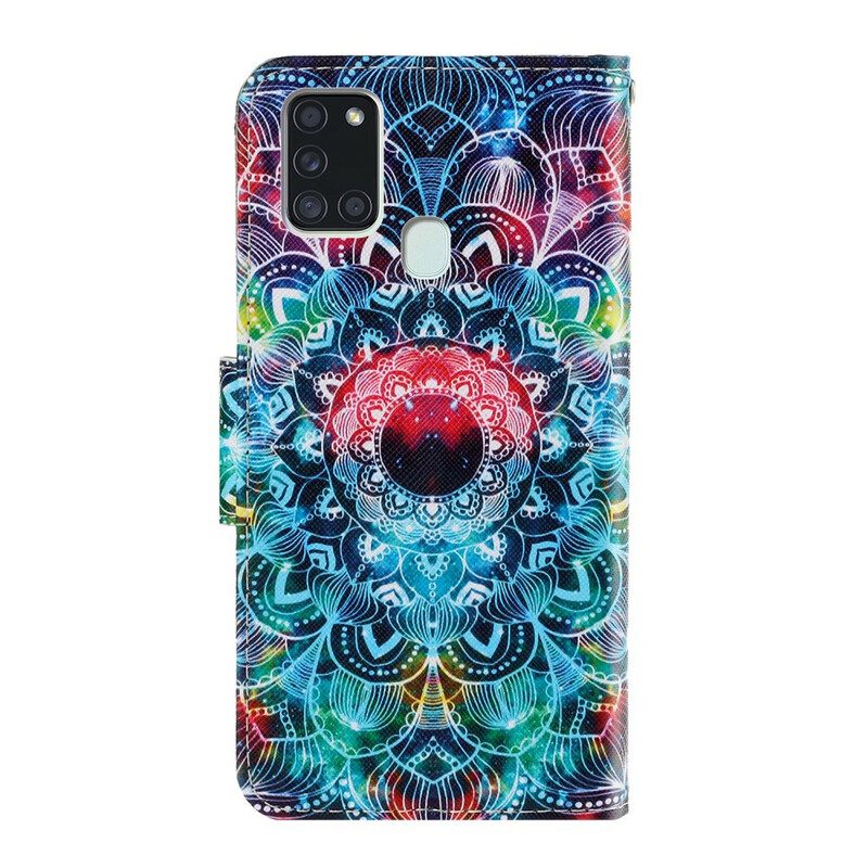 Kotelot Samsung Galaxy A21s Suojaketju Kuori Flashy Mandala Hihnalla