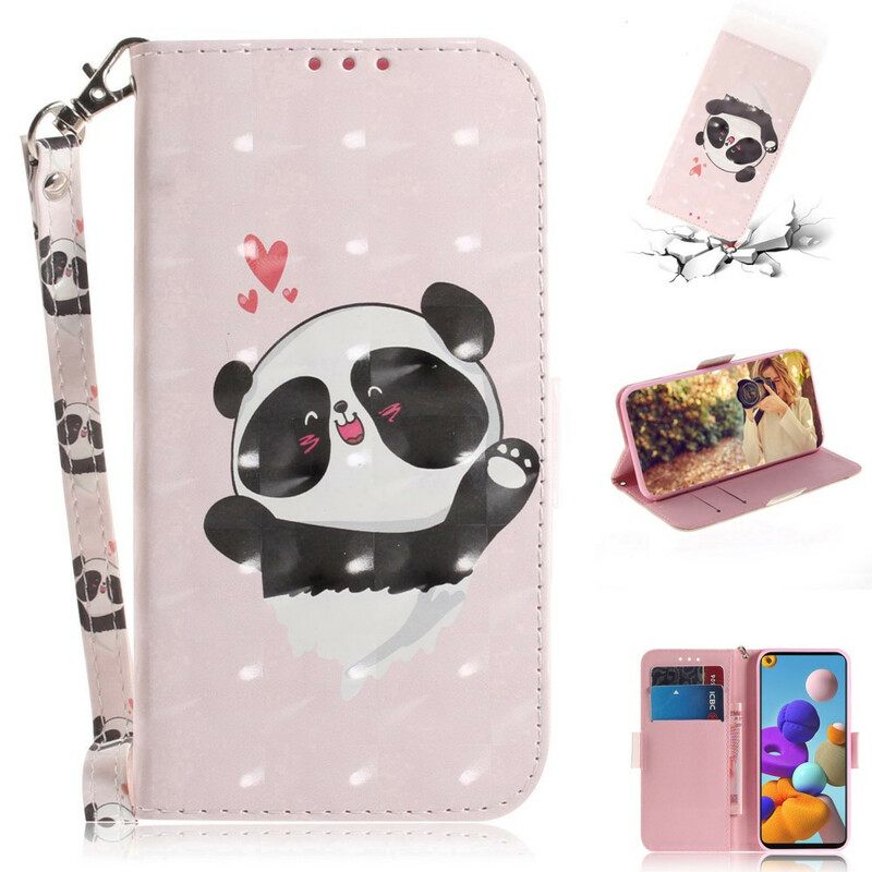 Kotelot Samsung Galaxy A21s Suojaketju Kuori Panda Love In Lanyard