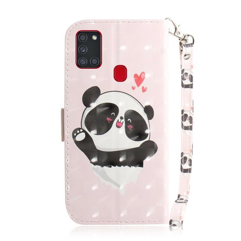 Kotelot Samsung Galaxy A21s Suojaketju Kuori Panda Love In Lanyard