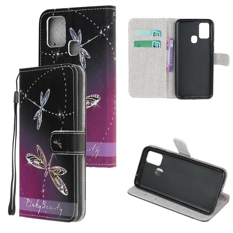 Kotelot Samsung Galaxy A21s Suojaketju Kuori Strappy Dragonflies