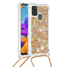 Kuori Samsung Galaxy A21s Paljetteja Kiristysnyörillä