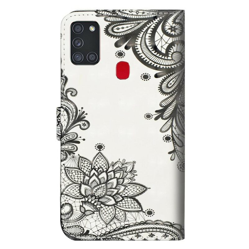 Nahkakotelo Samsung Galaxy A21s Chic Lace