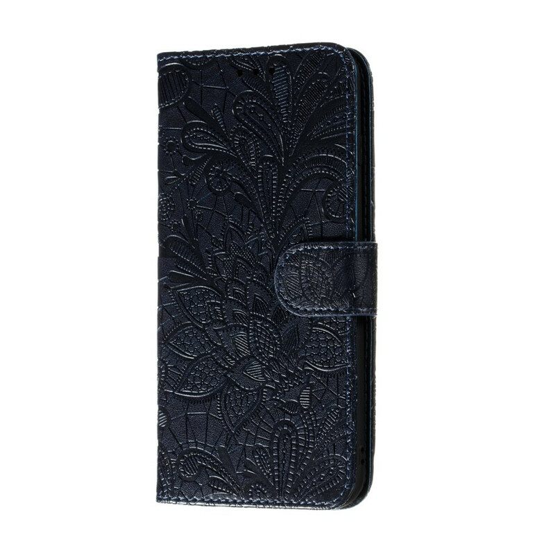 Nahkakotelo Samsung Galaxy A21s Suojaketju Kuori Tribal Strap Flowers