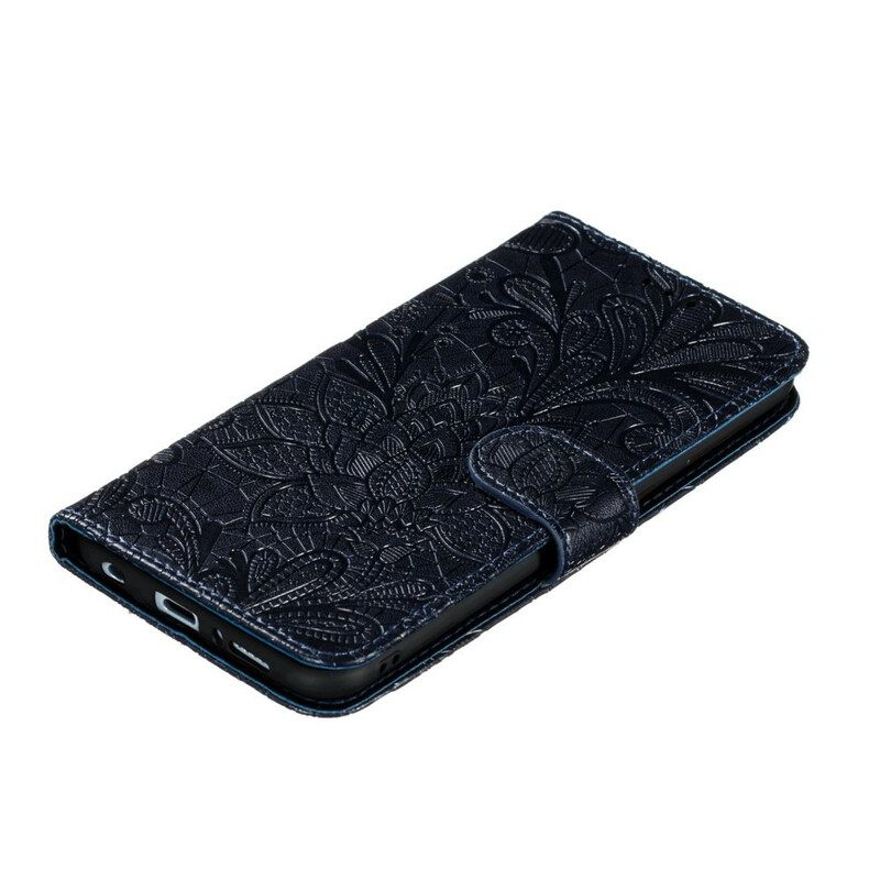 Nahkakotelo Samsung Galaxy A21s Suojaketju Kuori Tribal Strap Flowers