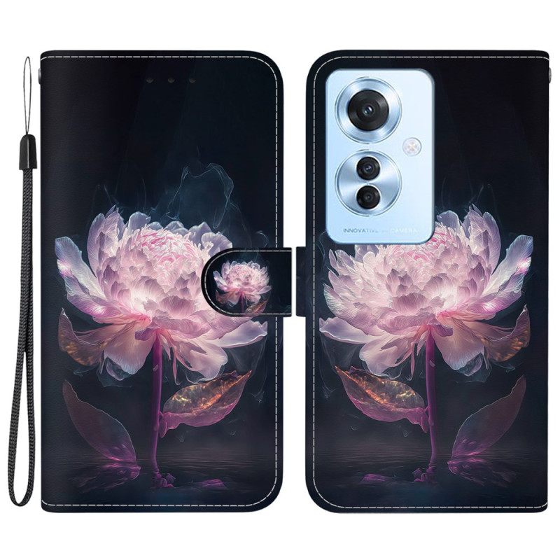 Kotelot Oppo Reno 11f 5g Violetti Pioni Hihnalla