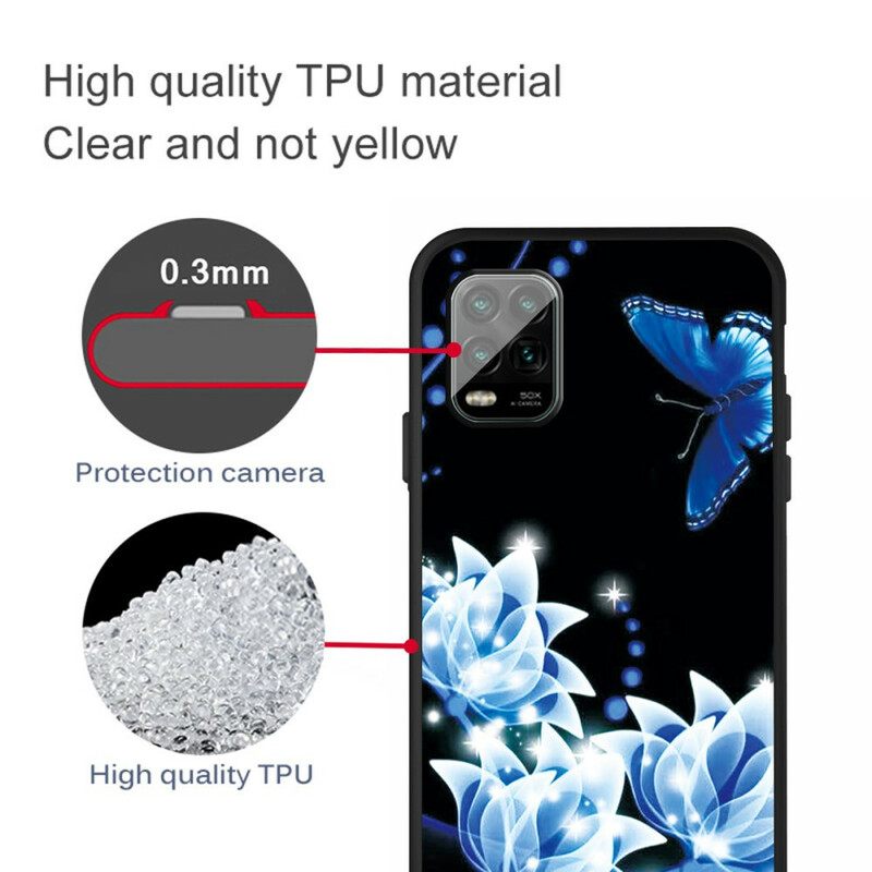 Kuori Xiaomi Mi 10 Lite Butterfly Ja Blue Flowers