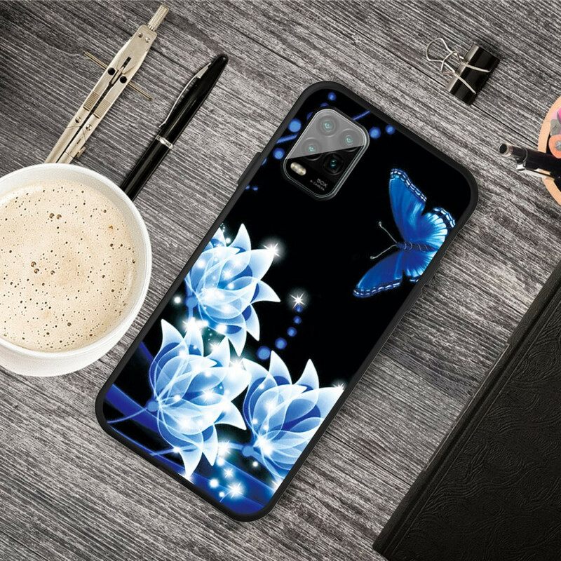 Kuori Xiaomi Mi 10 Lite Butterfly Ja Blue Flowers