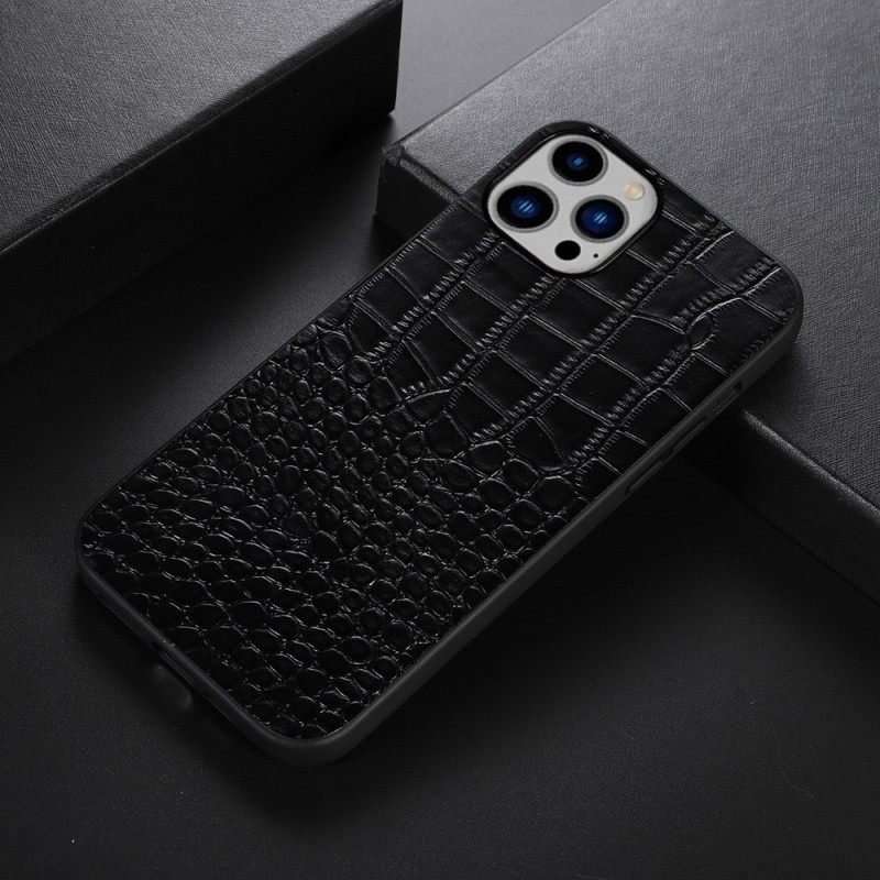 Kuori iPhone 14 Plus Crocodile Texture Aitoa Nahkaa