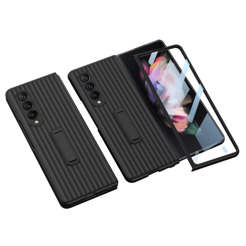 Case Samsung Galaxy Z Fold 3 5G Teksturoitu Tuki Ja Näytönsuoja Gkk