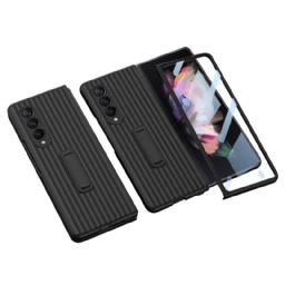 Case Samsung Galaxy Z Fold 3 5G Teksturoitu Tuki Ja Näytönsuoja Gkk