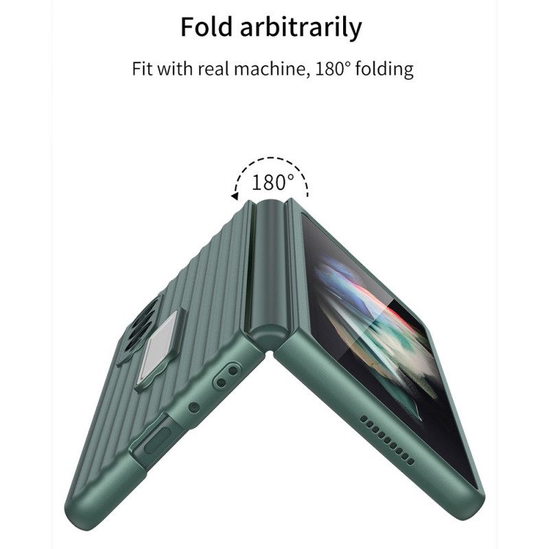 Case Samsung Galaxy Z Fold 3 5G Teksturoitu Tuki Ja Näytönsuoja Gkk