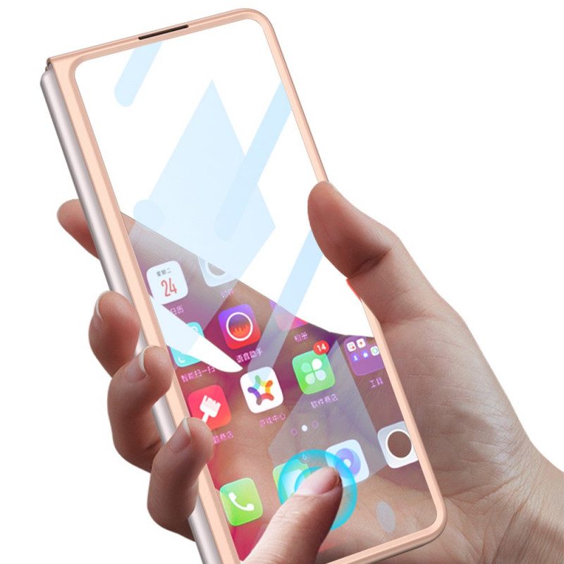 Case Samsung Galaxy Z Fold 3 5G Teksturoitu Tuki Ja Näytönsuoja Gkk