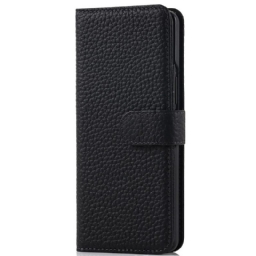 Flip Case Samsung Galaxy Z Fold 3 5G Aito Litchi-nahkainen Kynäpidike