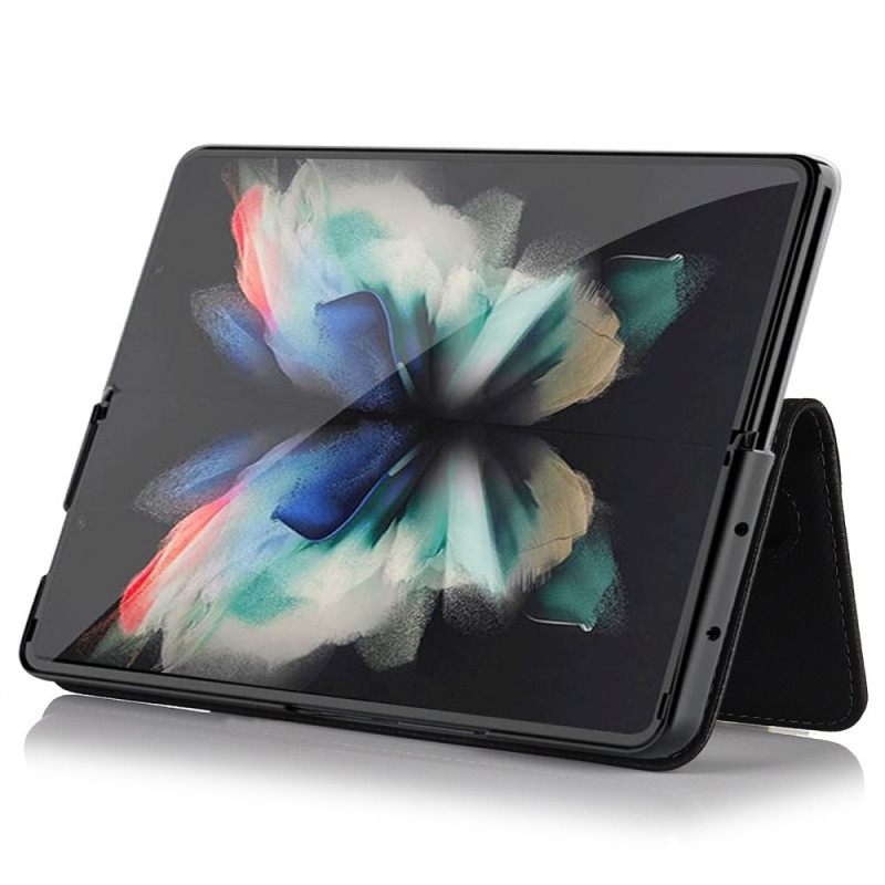 Kotelot Samsung Galaxy Z Fold 3 5G Aitoa Nahkaa Oleva Kynäpidike Ja Hihna