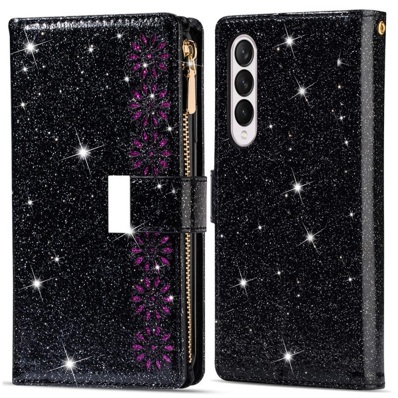 Kotelot Samsung Galaxy Z Fold 3 5G Lompakkokotelo Sequins Vetoketjullinen Lompakko