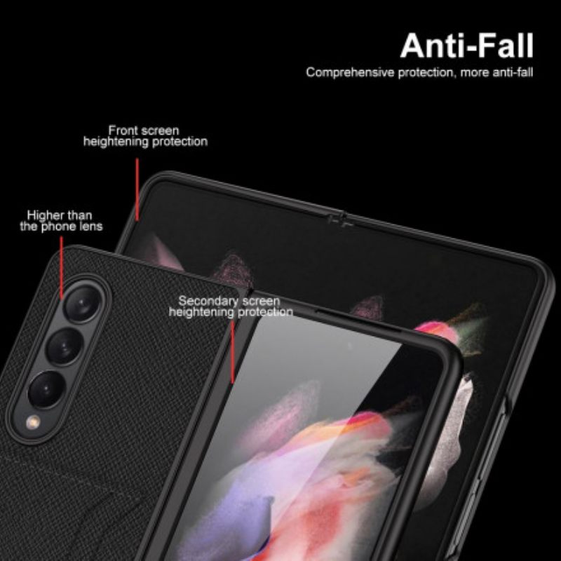 Kuori Samsung Galaxy Z Fold 3 5G Kudottu Nahkakorttikotelo Gkk