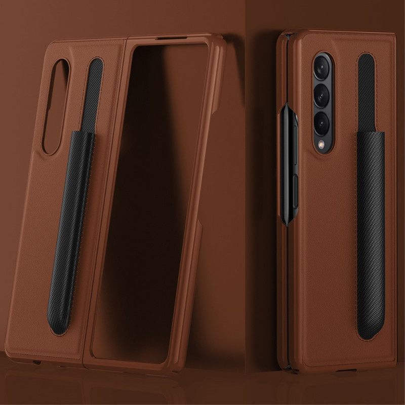 Kuori Samsung Galaxy Z Fold 3 5G Leather Texture Stylus Pidike