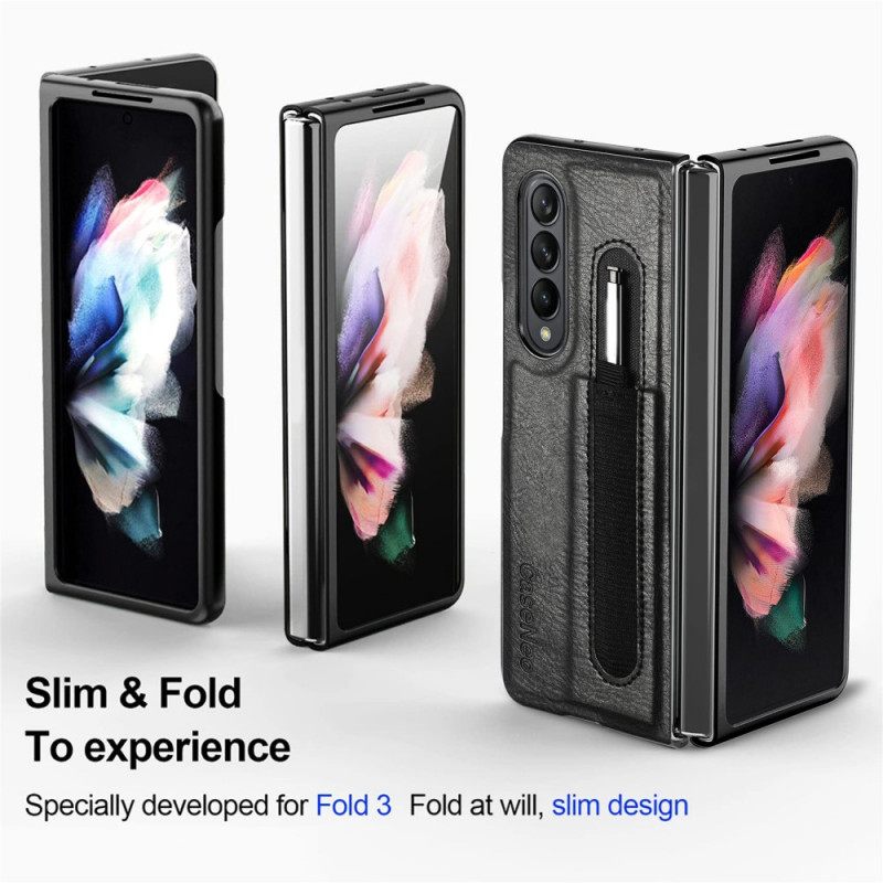 Kuori Samsung Galaxy Z Fold 3 5G Style Nahkainen Kynäteline Caseneo