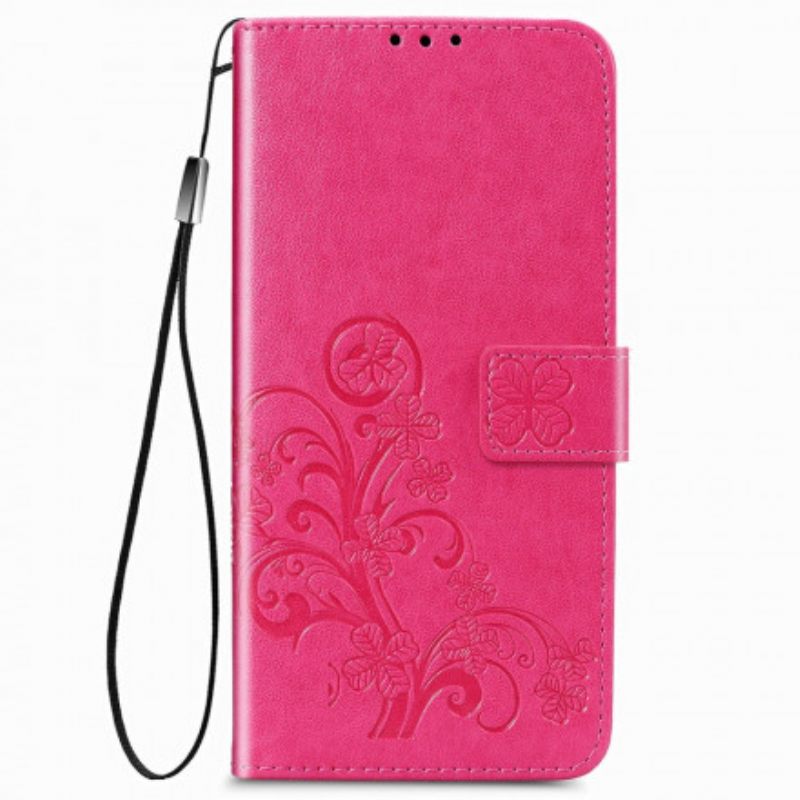 Nahkakotelo Samsung Galaxy Z Fold 3 5G Flowers Design Kaulanauhalla