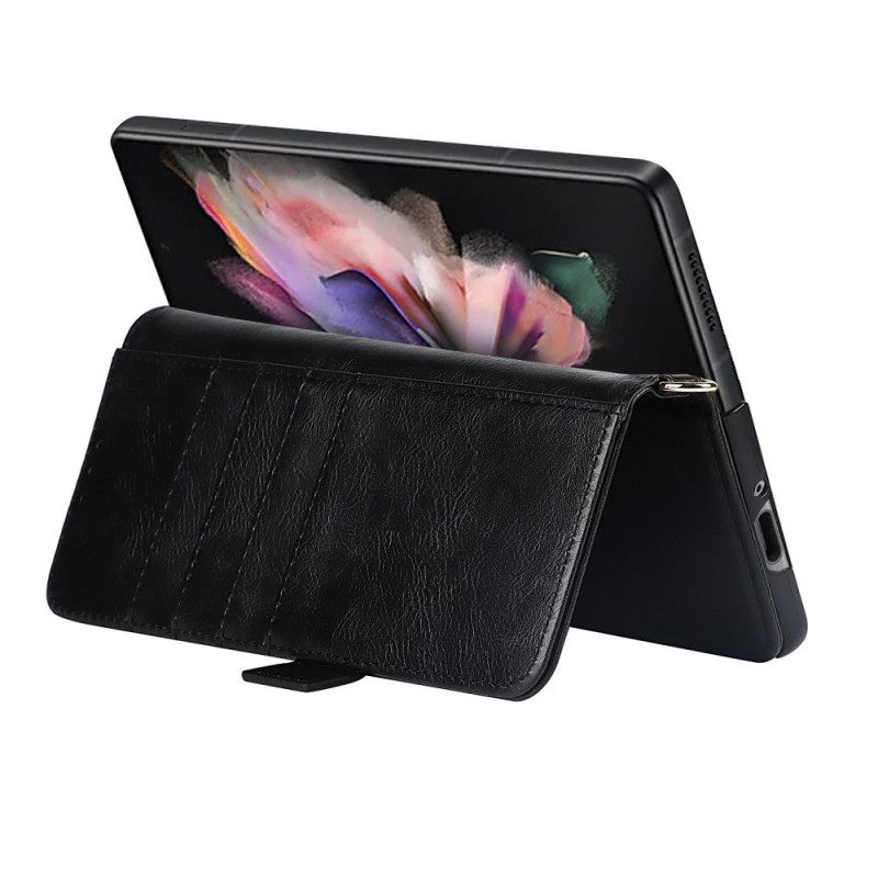 Nahkakotelo Samsung Galaxy Z Fold 3 5G Kotelot Flip Flap Kaksinkertainen Kynäpidike