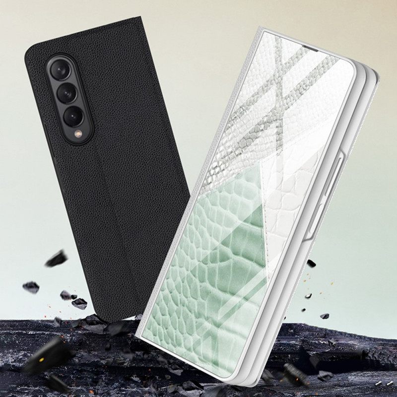 Puhelinkuoret Samsung Galaxy Z Fold 3 5G Kotelot Flip Leopard Tempered Glass