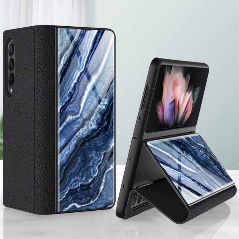 Puhelinkuoret Samsung Galaxy Z Fold 3 5G Kotelot Flip Marble Tempered Glass