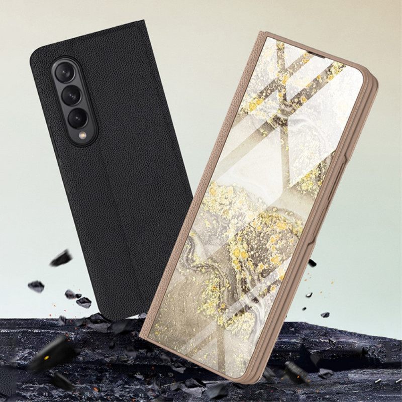 Puhelinkuoret Samsung Galaxy Z Fold 3 5G Kotelot Flip Marble Tempered Glass