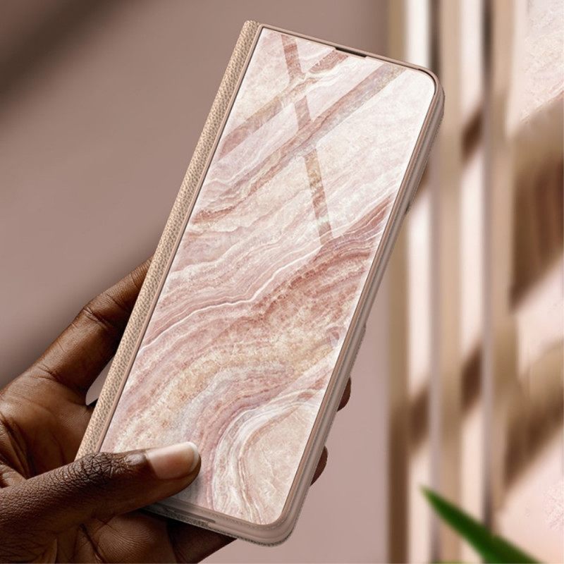 Puhelinkuoret Samsung Galaxy Z Fold 3 5G Kotelot Flip Marble Tempered Glass