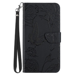 Flip Case Honor Magic 4 Lite 5G Butterflies Ja Lanyard