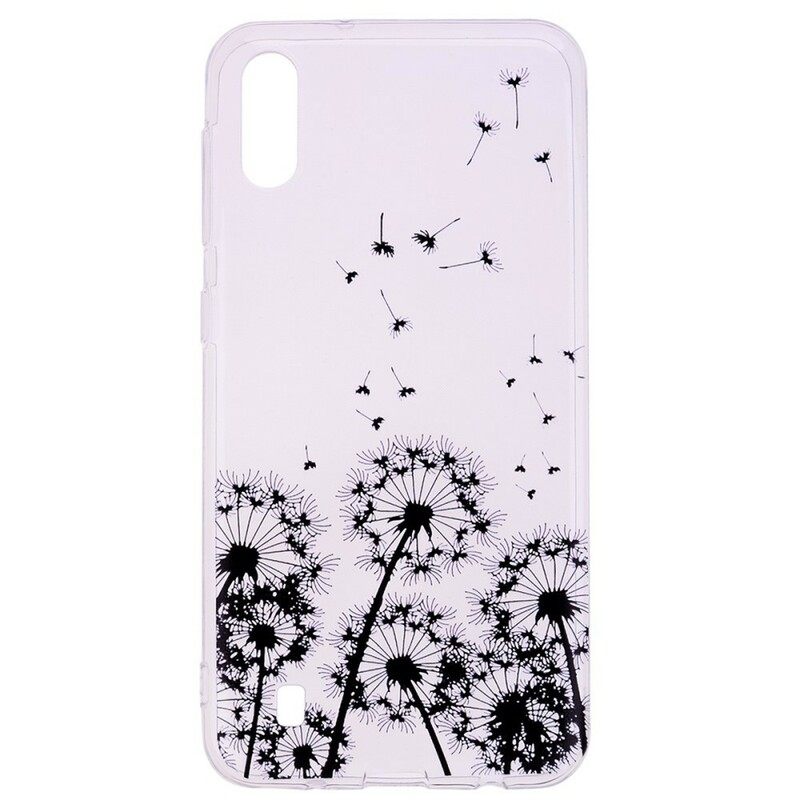 Case Samsung Galaxy A10 Transparent Black Dandelions