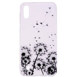 Case Samsung Galaxy A10 Transparent Black Dandelions