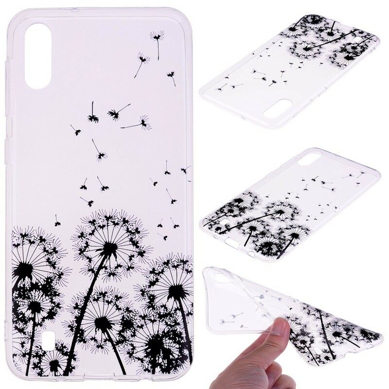 Case Samsung Galaxy A10 Transparent Black Dandelions