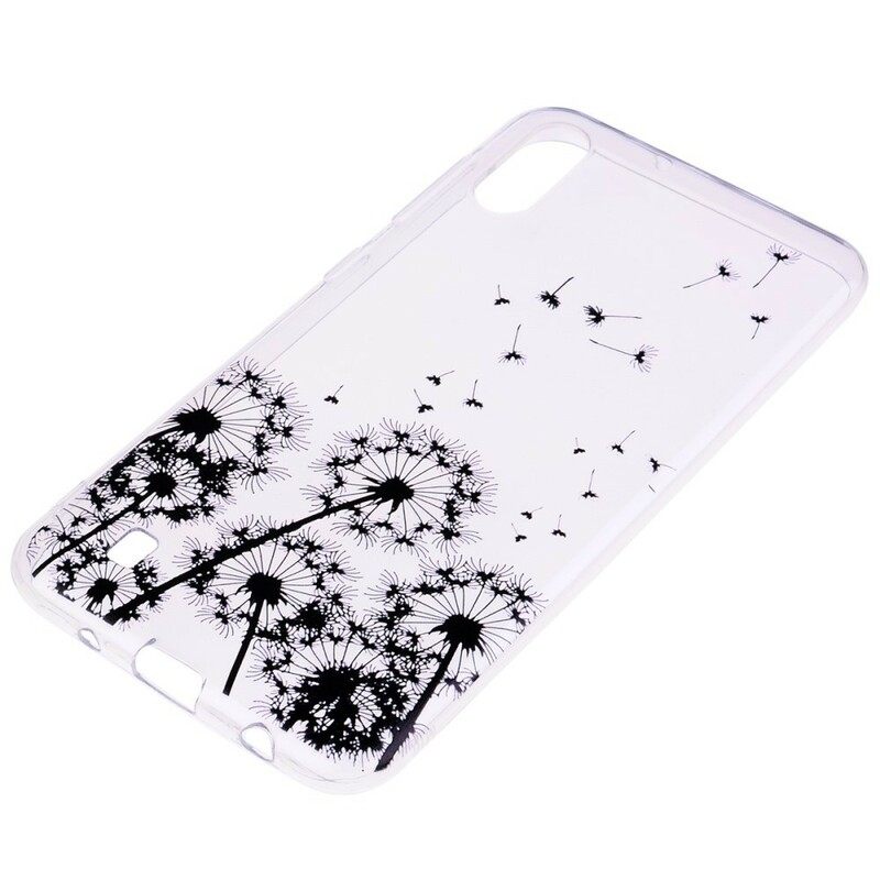 Case Samsung Galaxy A10 Transparent Black Dandelions