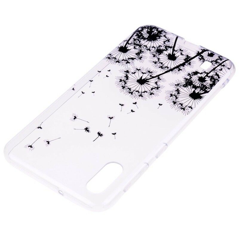 Case Samsung Galaxy A10 Transparent Black Dandelions