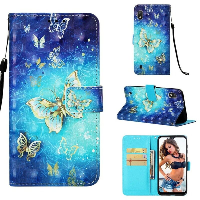 Nahkakotelo Samsung Galaxy A10 Golden Butterflies