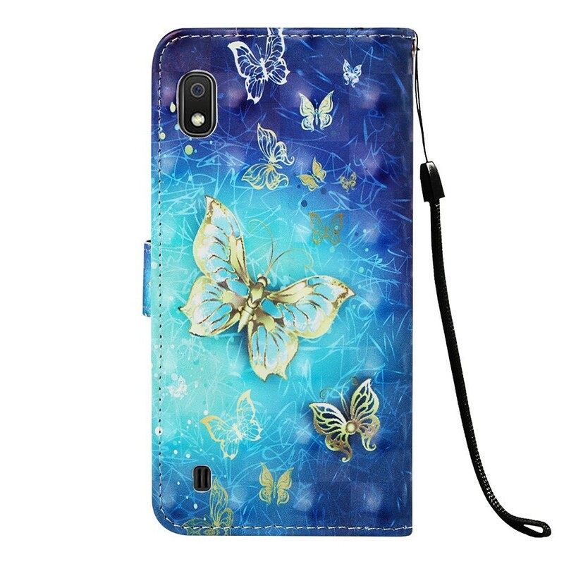 Nahkakotelo Samsung Galaxy A10 Golden Butterflies