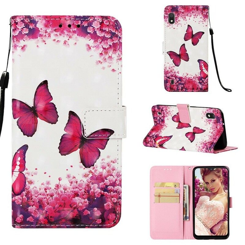 Nahkakotelo Samsung Galaxy A10 Red Butterflies