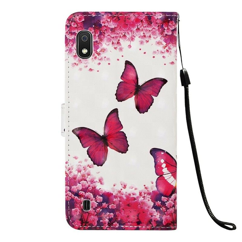 Nahkakotelo Samsung Galaxy A10 Red Butterflies