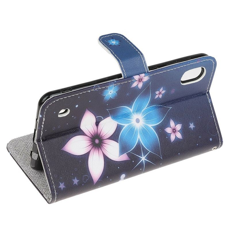 Nahkakotelo Samsung Galaxy A10 Suojaketju Kuori Lunar Strap Flowers