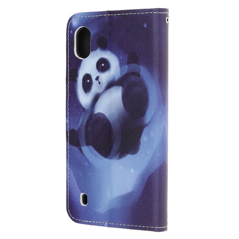 Nahkakotelo Samsung Galaxy A10 Suojaketju Kuori Panda Space Lanyard