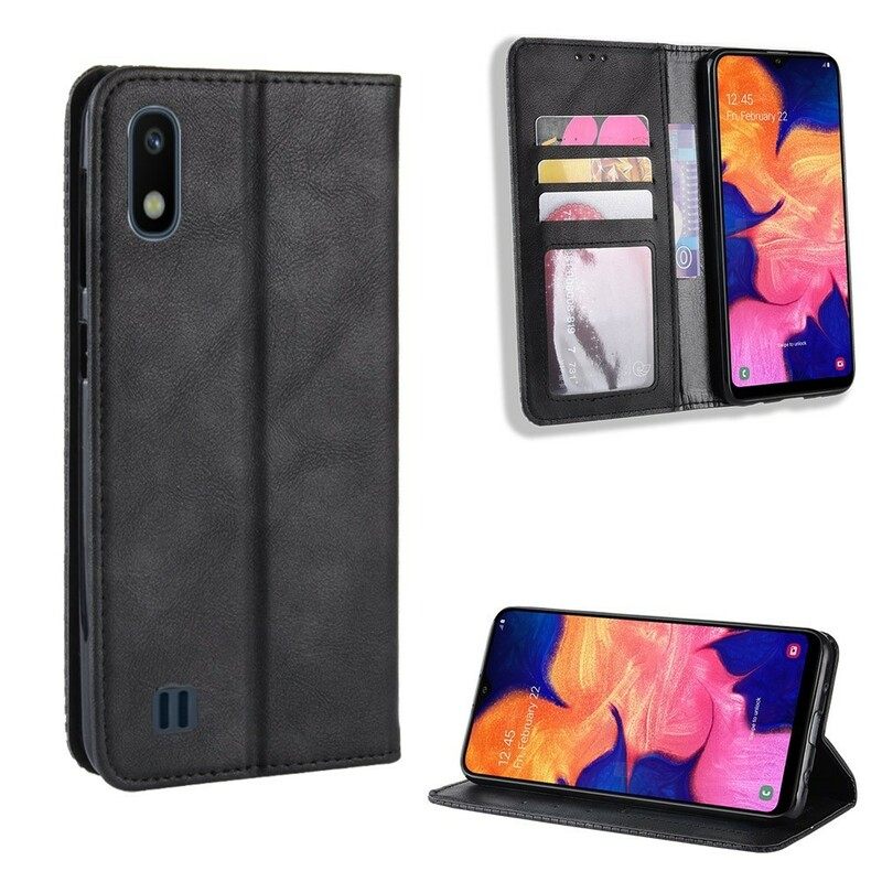 Puhelinkuoret Samsung Galaxy A10 Kotelot Flip Tyylitelty Vintage-nahkaefekti