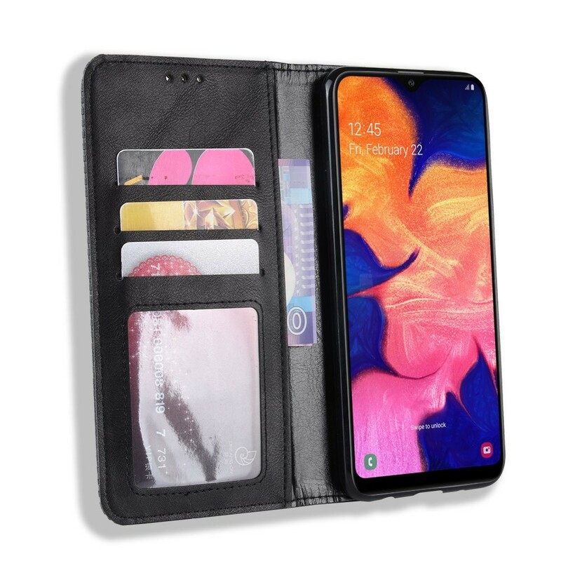 Puhelinkuoret Samsung Galaxy A10 Kotelot Flip Tyylitelty Vintage-nahkaefekti