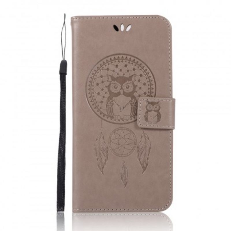 Flip Case Honor View 20 Nahkaefekti Catcher Dreams Owl