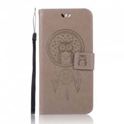 Flip Case Honor View 20 Nahkaefekti Catcher Dreams Owl