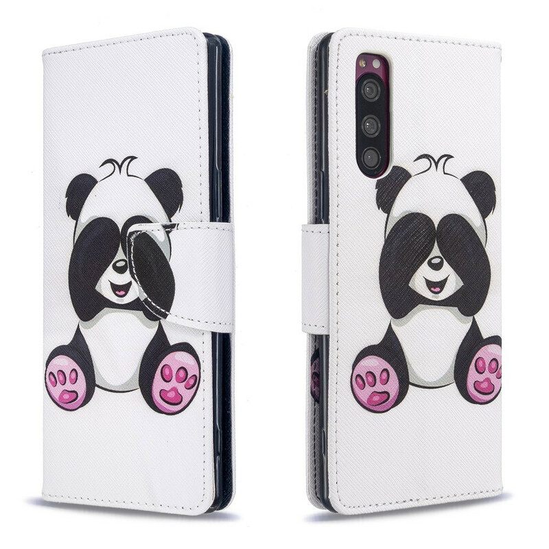 Nahkakotelo Sony Xperia 5 Panda Hauskaa