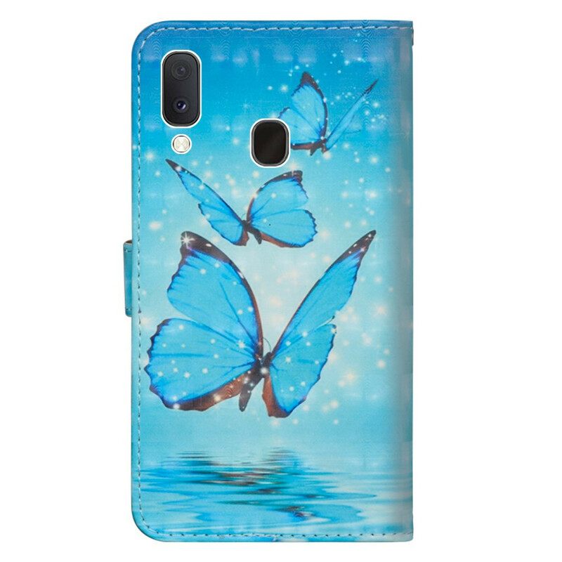 Kotelot Samsung Galaxy A10e Flying Blue Butterflies