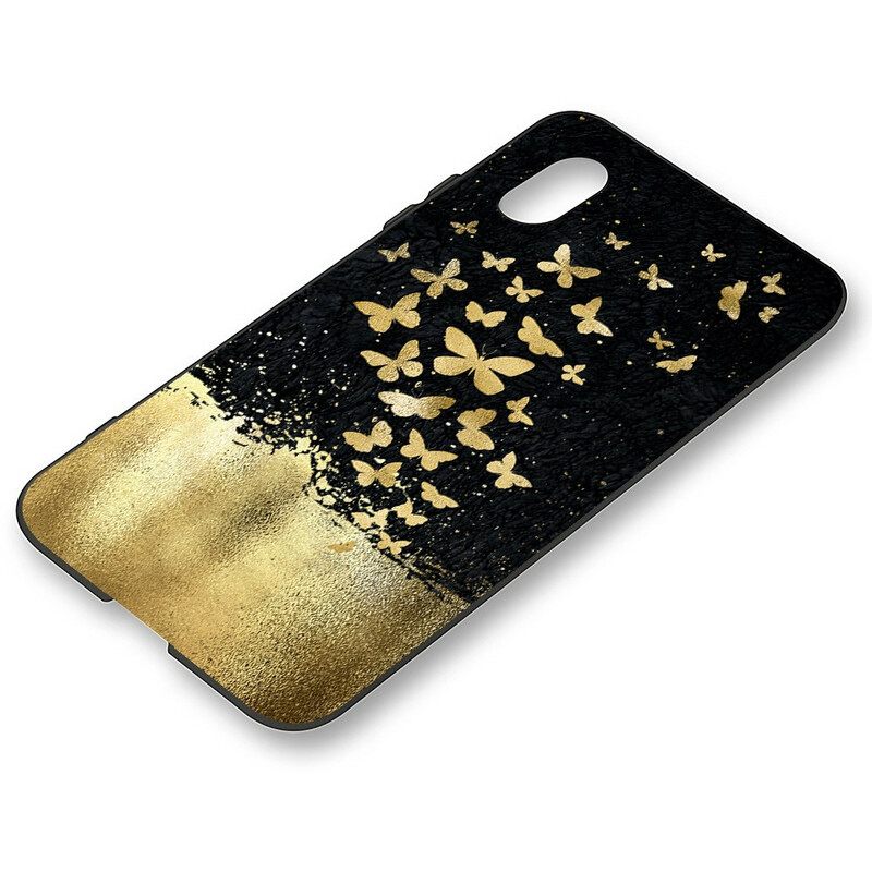 Case Xiaomi Redmi 7A Flexible Silicone Butterflies Gold