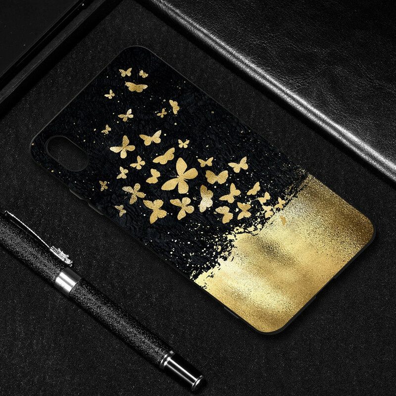 Case Xiaomi Redmi 7A Flexible Silicone Butterflies Gold