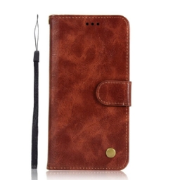 Nahkakotelo Xiaomi Redmi 7A Suojaketju Kuori Vintage Leather Effect Strappy