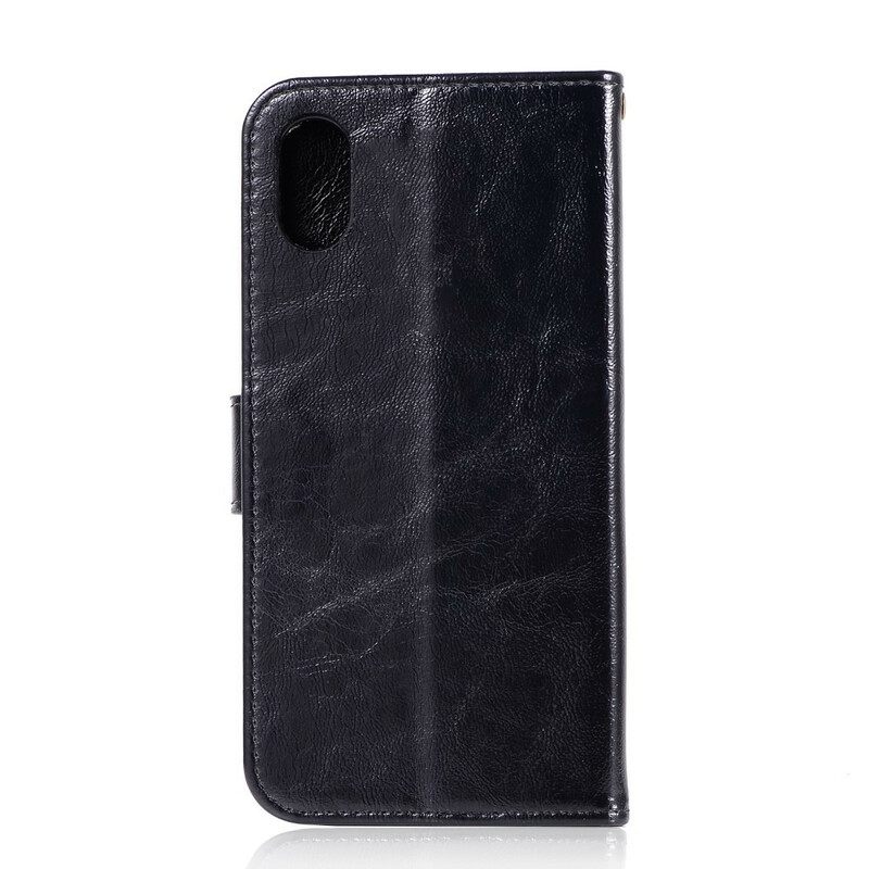 Nahkakotelo Xiaomi Redmi 7A Suojaketju Kuori Vintage Leather Effect Strappy